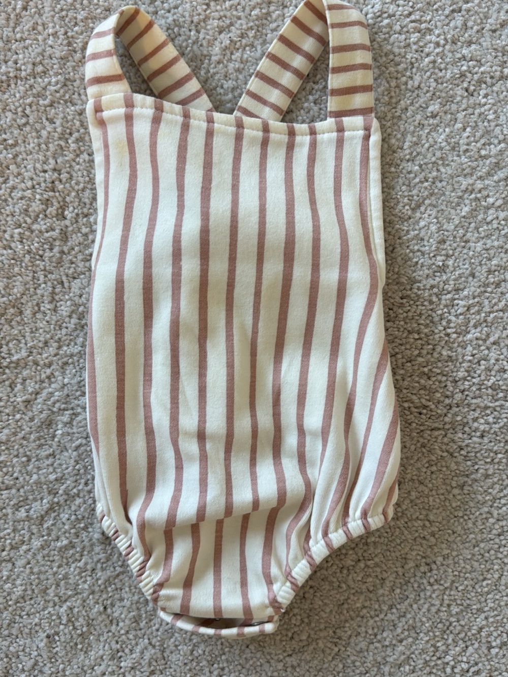 Cream and Pink Striped Kids One-Piece Bodysuit